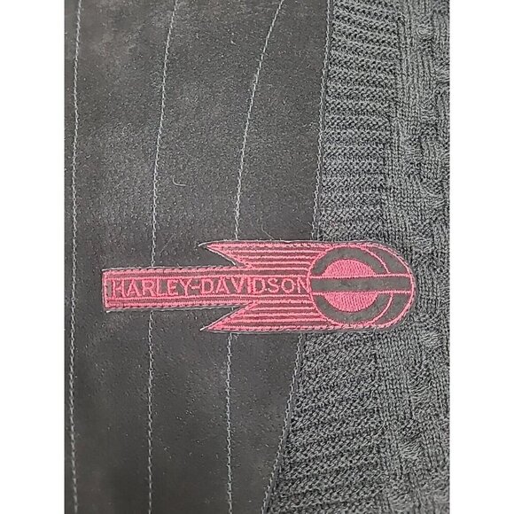 Harley-Davidson Black Sweater Men's Size XL Leather Front Pullover Turtle Neck - Picture 4 of 8